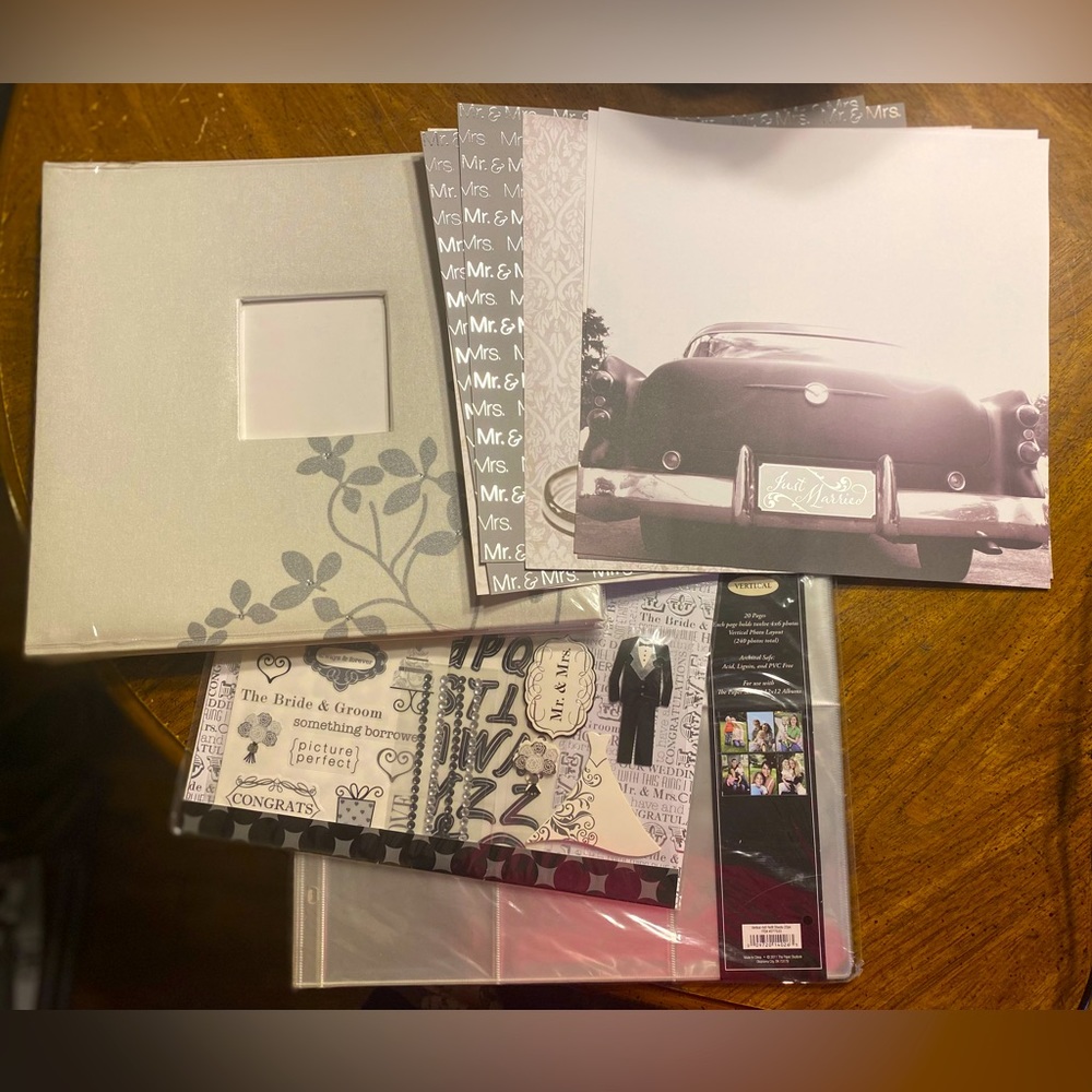 Wedding Scrapbook Starter Kit W/ Paper, Sticker Packet, Photo Refills, NWOT